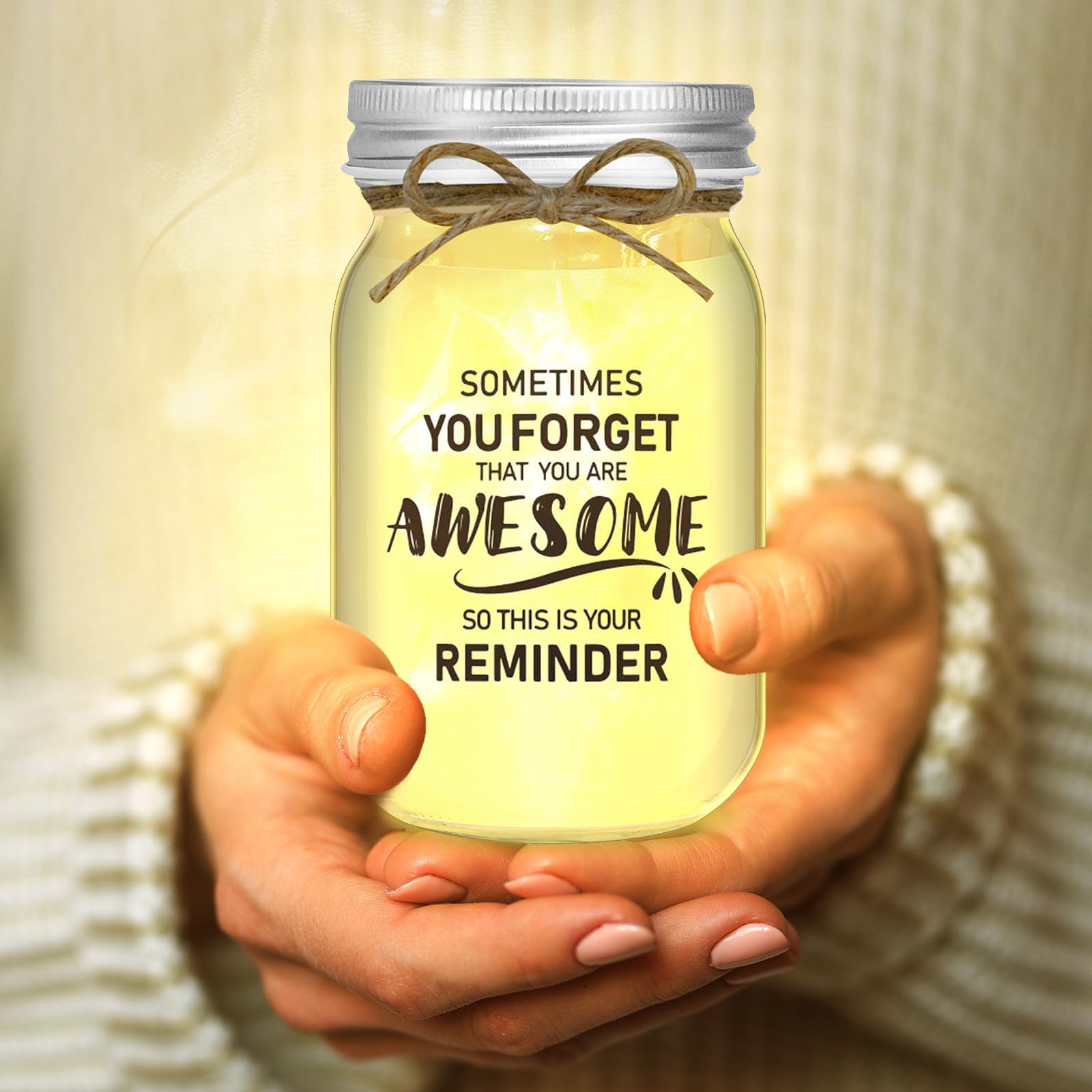 Gifts for Women, Birthday Gifts for Wome Mason Jar Night Light Appreciation Inspirational Gift for Her Inspirational Birthday &amp; Holiday Presents for Men