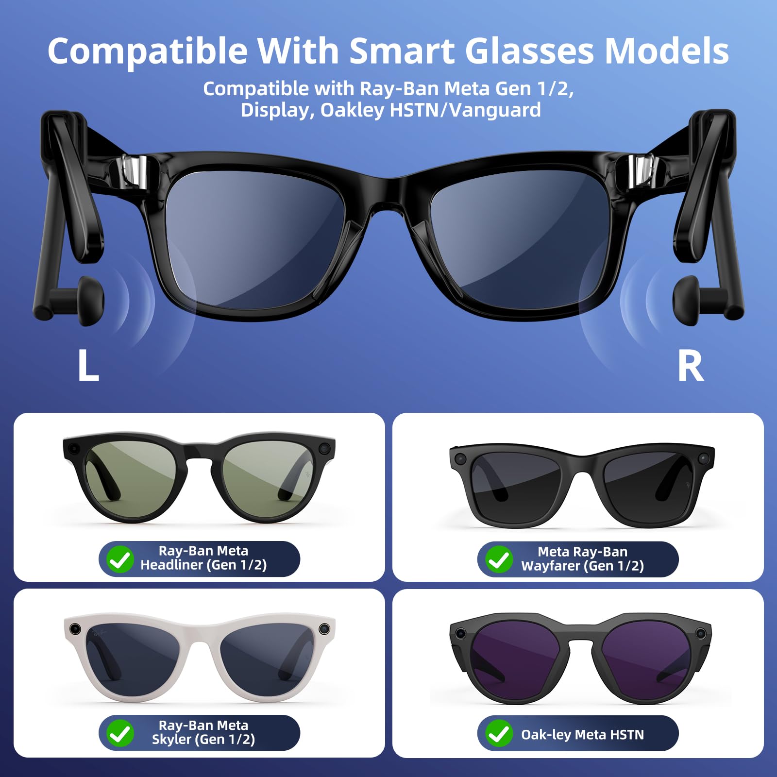 Voice Privacy Ear Tips for Ray-Ban Meta Smart Glasses, Silicone 