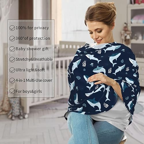 Miniatura 3 de Sharks Ocean Baby Stuff - Funda de asiento de coche para bebé, fundas para asiento de automóvil para niñas y niños, elástica, suave, transpirable,