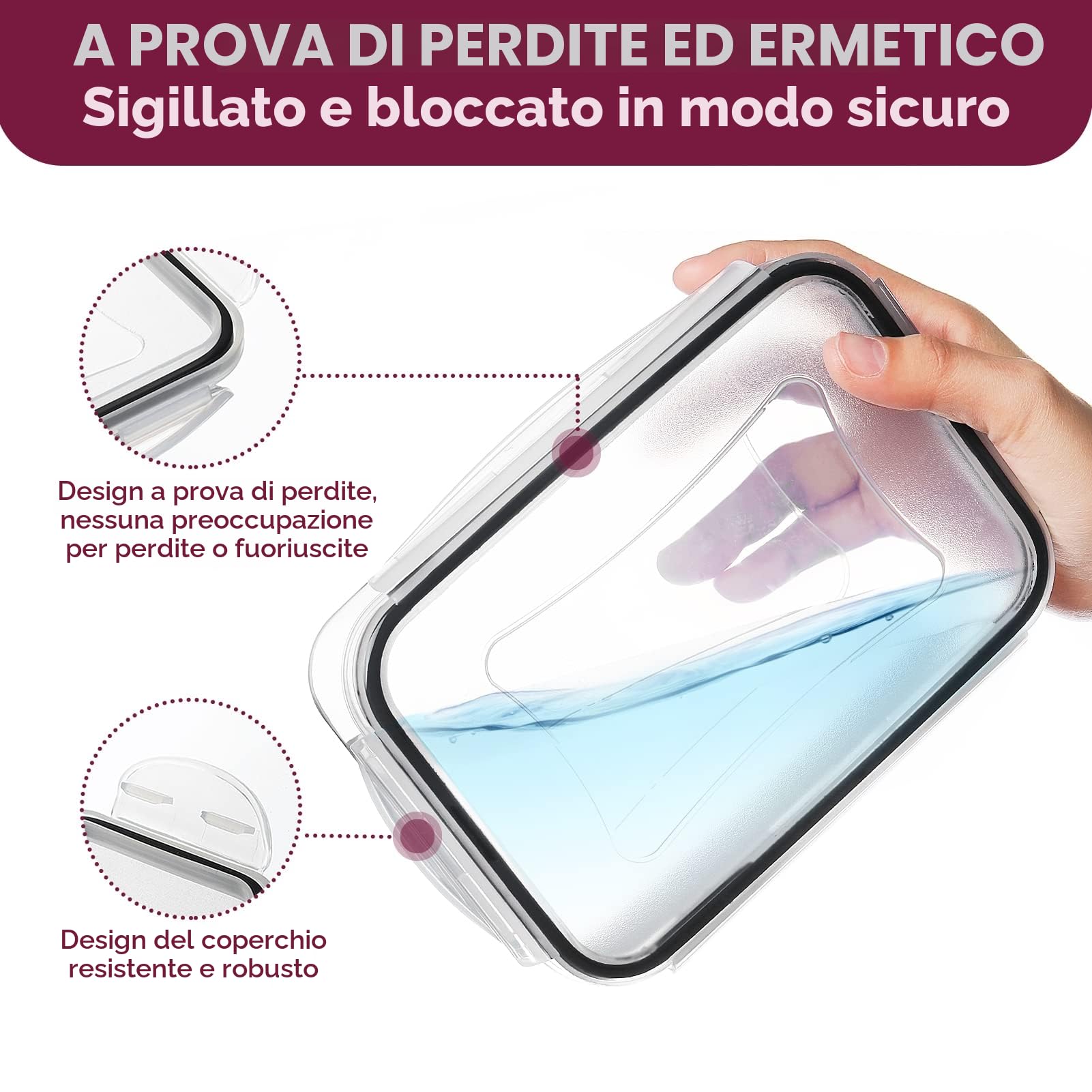 Jim's Store Set di Contenitori Ermetici 30 Pezzi, Contenitori per Alimenti (15 contenitori,15 coperchio) a Prova di Perdite Adatto per Cucina Frigo a Microonde