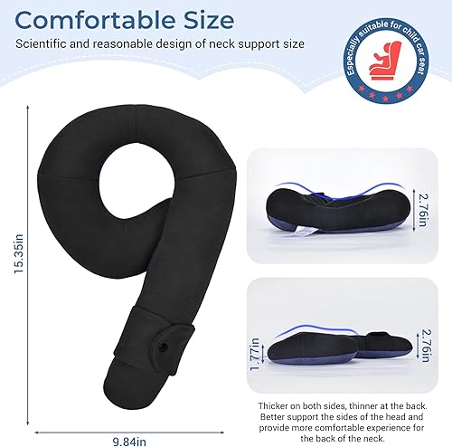 Vista 13 de COOLBEBE Almohada de cuello de viaje para niños, almohada suave para el cuello para viajar, cómoda almohada de viaje para automóvil y avión, regalos