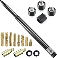 Vista 12 de Antena de camión para automóvil con tapas de válvula de neumáticos, bandera estadounidense, repuesto corto universal para GMC Sierra, Chevy