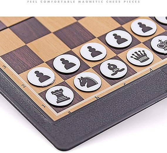 Wooden Chess Sets Wallet Appearance Portable Board Games Party Children Gift (Size : 20x18x0.5cm)