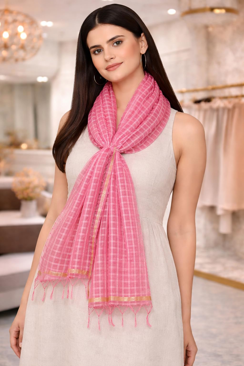 weavers villa Banarasi Designer Paisley Silk Scarf Stole Dupatta for Women, Ladies & Girls | 2.20 Mtrs | Soft, Lightweight & Skin-Friendly | Trendy Scarf for College Girls-picture-25