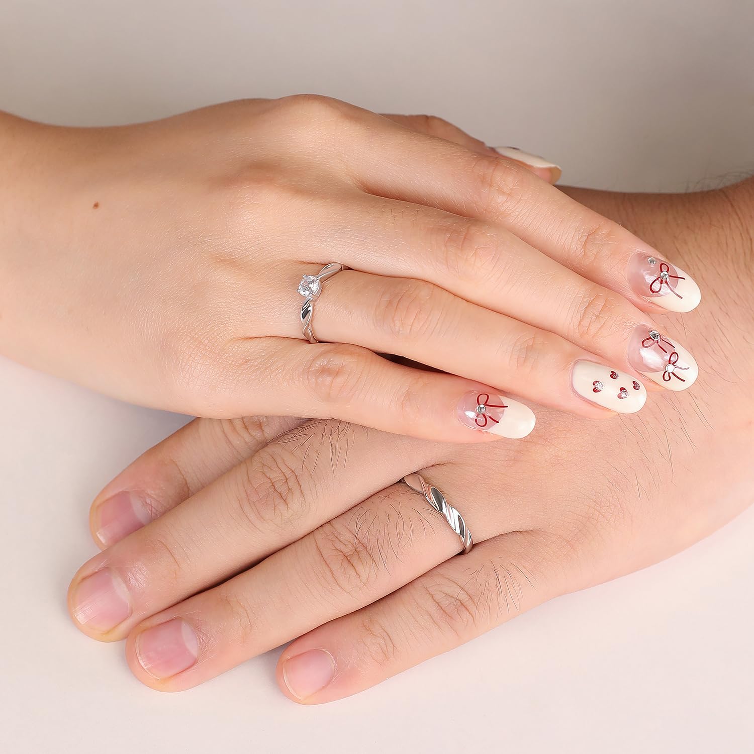 Meissa Amor Eterno Anillo de Pareja Plata de Lay 925 Circonita cúbica, Anillo de Compromiso Boda Joyería de aniversario, Juego de dos Anillos