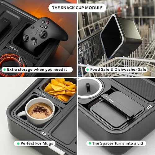 Miniatura 6 de CouchConsole Bandeja original  Almacenamiento y organizador para sofá de bebidas y aperitivos con reposabrazos, mesa con soporte para teléfono,