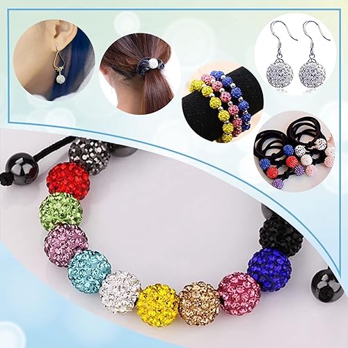 Miniatura 2 de 100 cuentas redondas de diamantes de imitación de 0.472 pulgadas (0.472 in), cuentas espaciadoras sueltas para hacer collares, pulseras y joyas