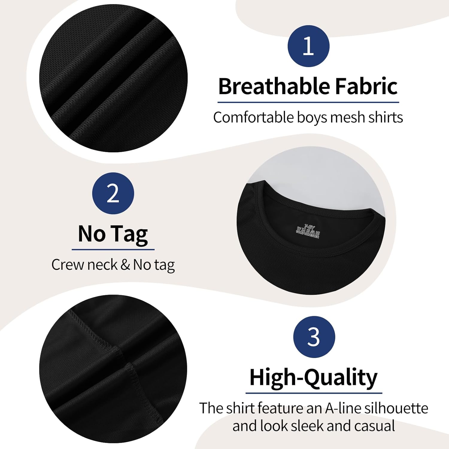 6-Pack Boys Athletic T-Shirts Quick Dry Short-Sleeve Tops Youth Moisture Wicking Running Sports T-Shirts(4-18 Years) - Image 4