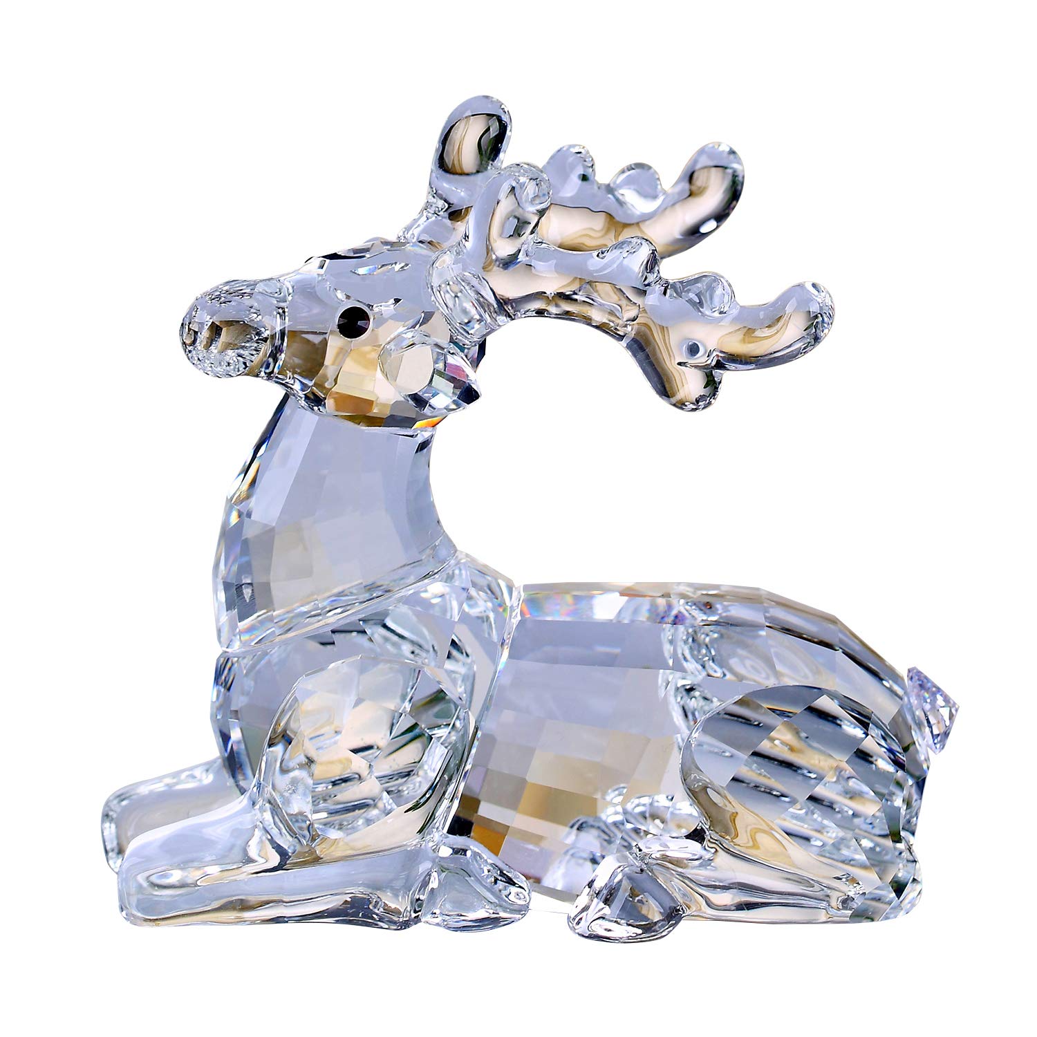 DOJOZ Crystal Deer Animals, Cute Elegant Craft Decorations for Home, Christmas Decorations, Birthday Gifts, Reindeer Figurines (White)
