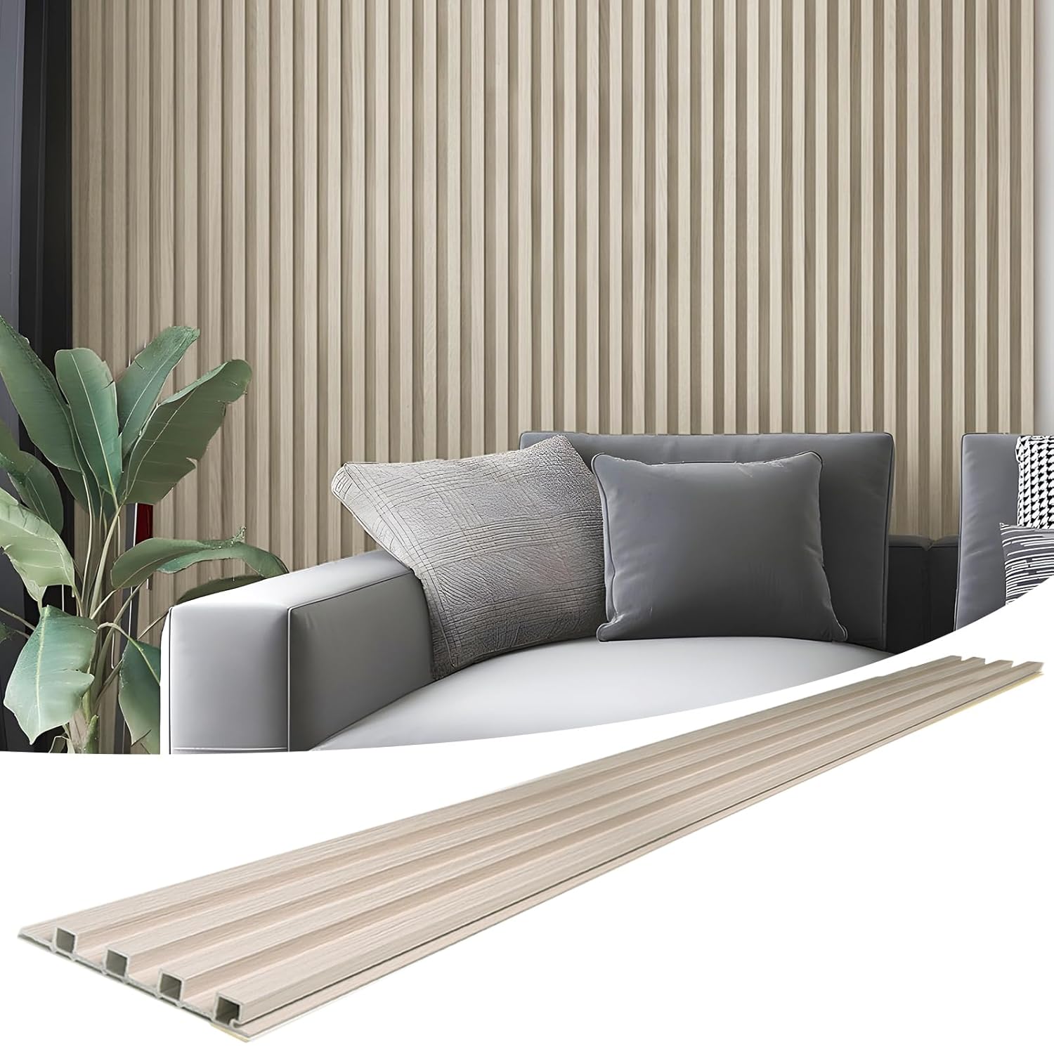 Art3d 8-Pack 96 x 6in. WPC Acoustic Slat Wall Panel for Modern Interior Decor, TV Background, Living Room, Oak