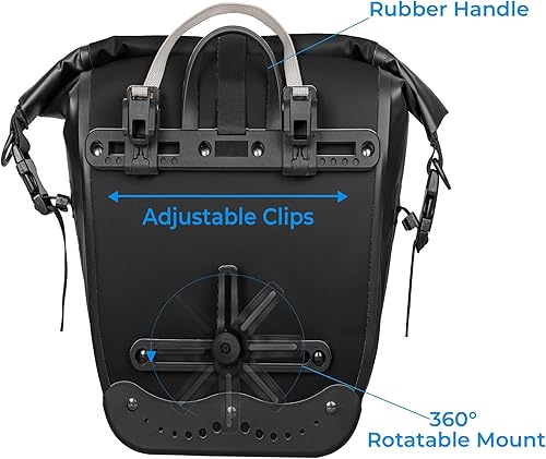 Miniatura 7 de Alforja impermeable para bicicleta, bolsa de sillín de 25 litros para soporte trasero de bicicleta, bolsa de bicicleta para comestibles, computadora