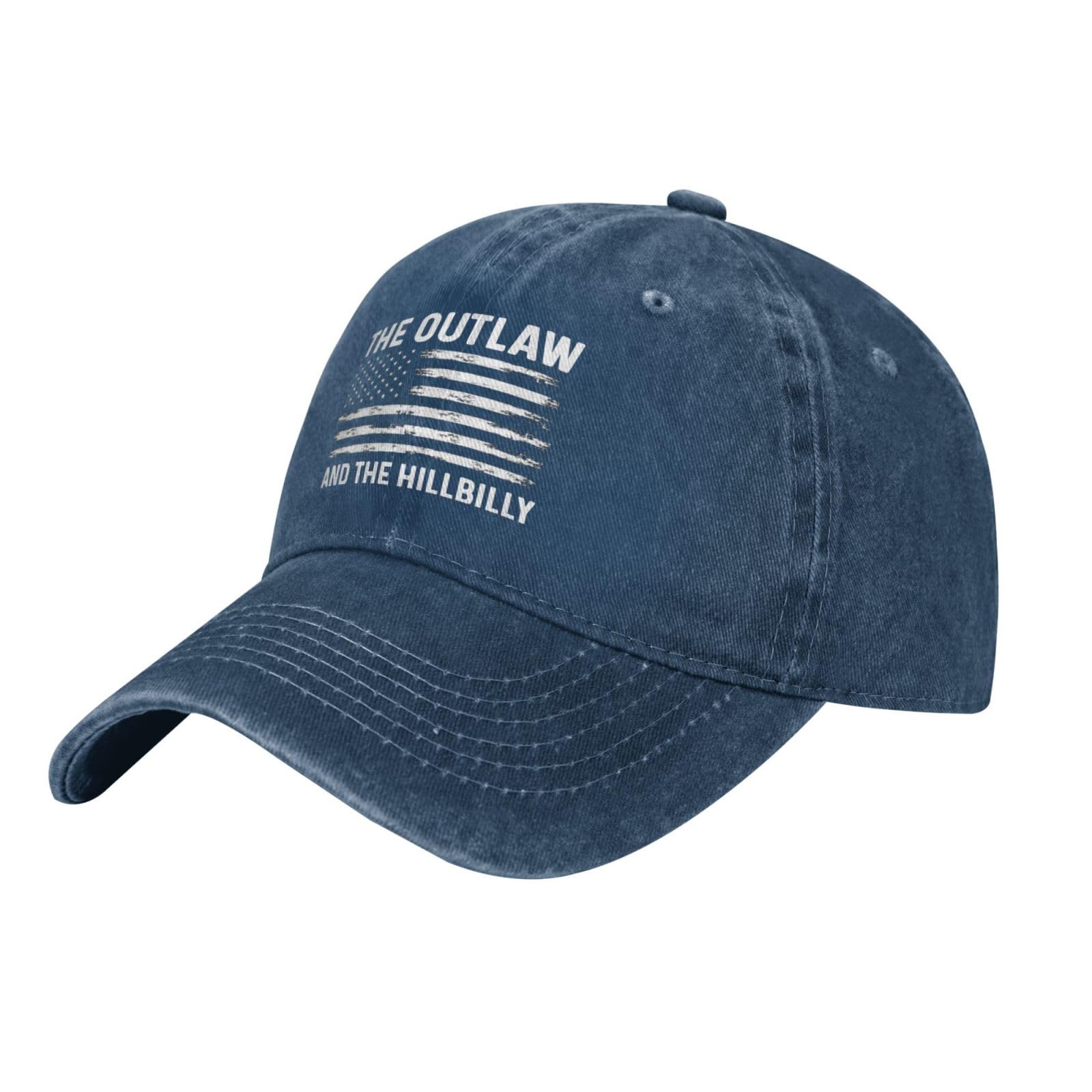 FOESUNIT Outlaw Hillbilly 2024 Flag Hat Outlaw Hillbilly Hat Navy Blue