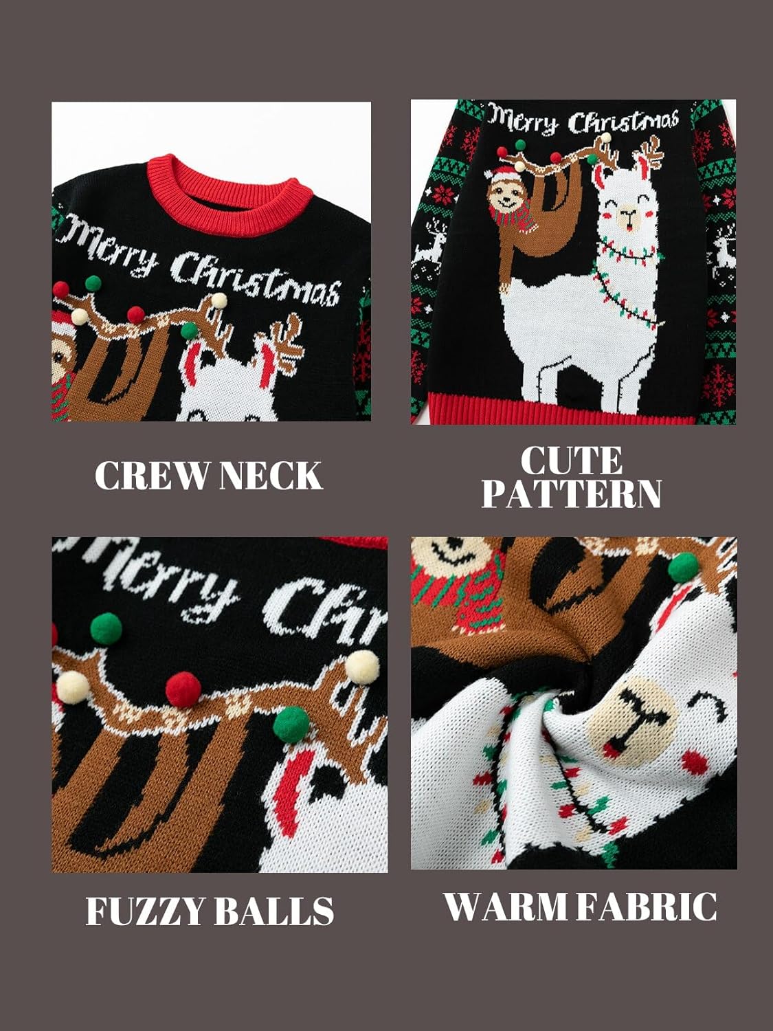LANPULUX Christmas Sweater for Women Crewneck Adorable Ugly Christmas Sweater Family Matching Outfits Loose Pullover Knitwear - Image 3