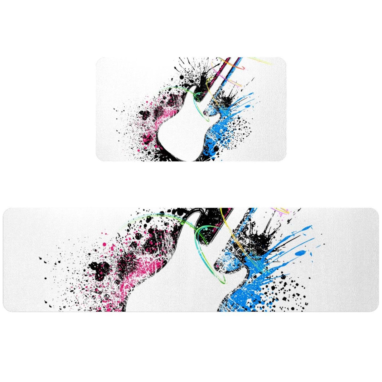 Tapis de cuisine absorbant tapis de couloir lavable lot de 2 guitare grunge