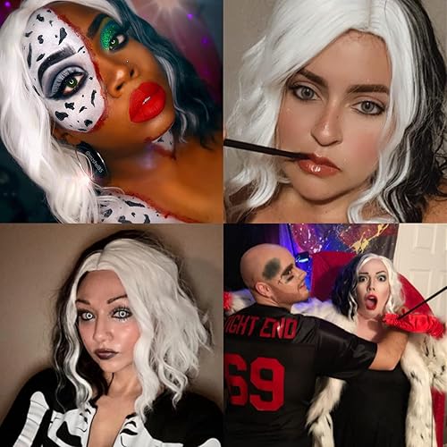 Miniatura 3 de Cying Lin Peluca corta Bob ondulada rizada púrpura ombre peluca para mujeres Cosplay Halloween Pelucas resistente al calor Bob Party Pelucas, Blanco