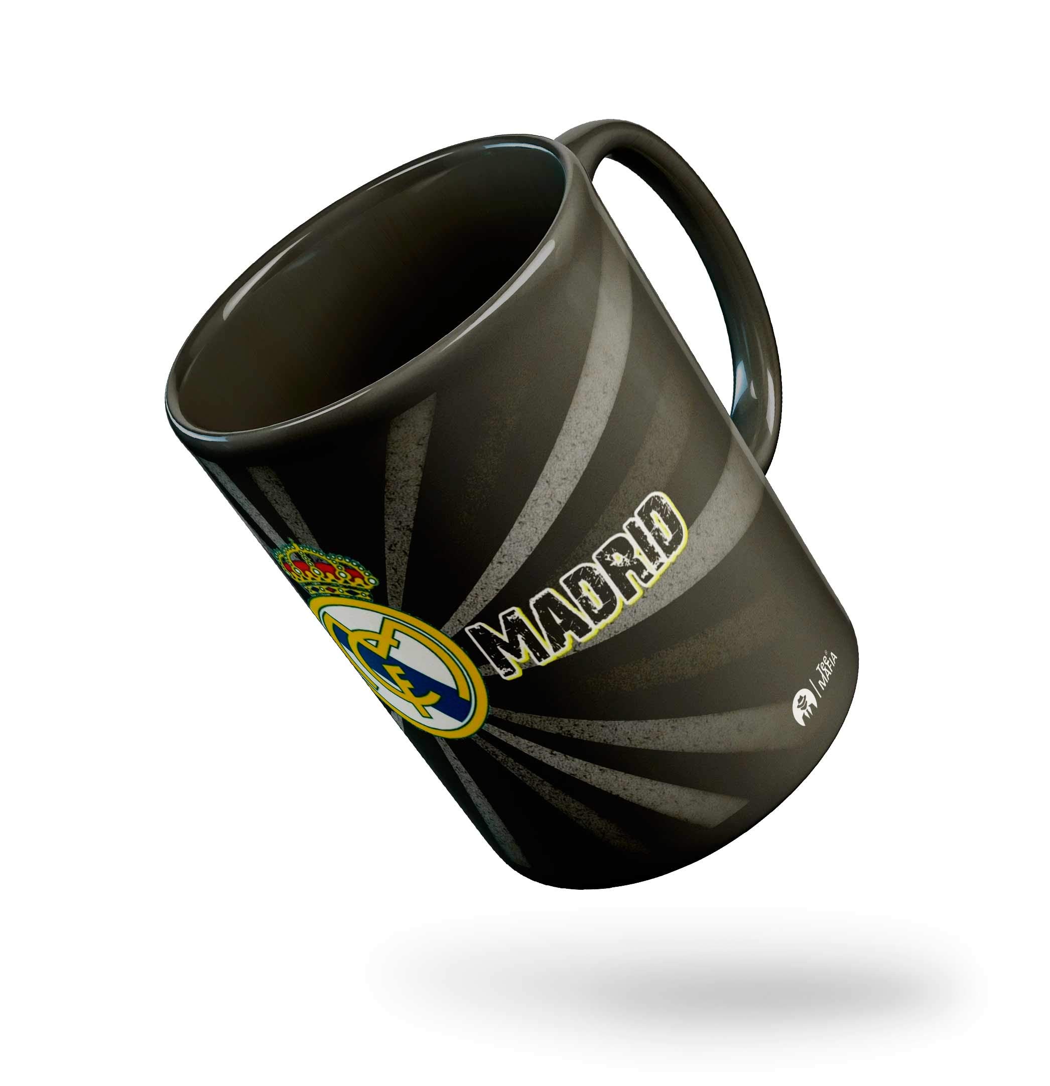 Tee Mafia Ceramic Microwave & Dishwasher Safe Hala Madrid Football Coffee Mug with Print for Friends, 330 ml, Black 1