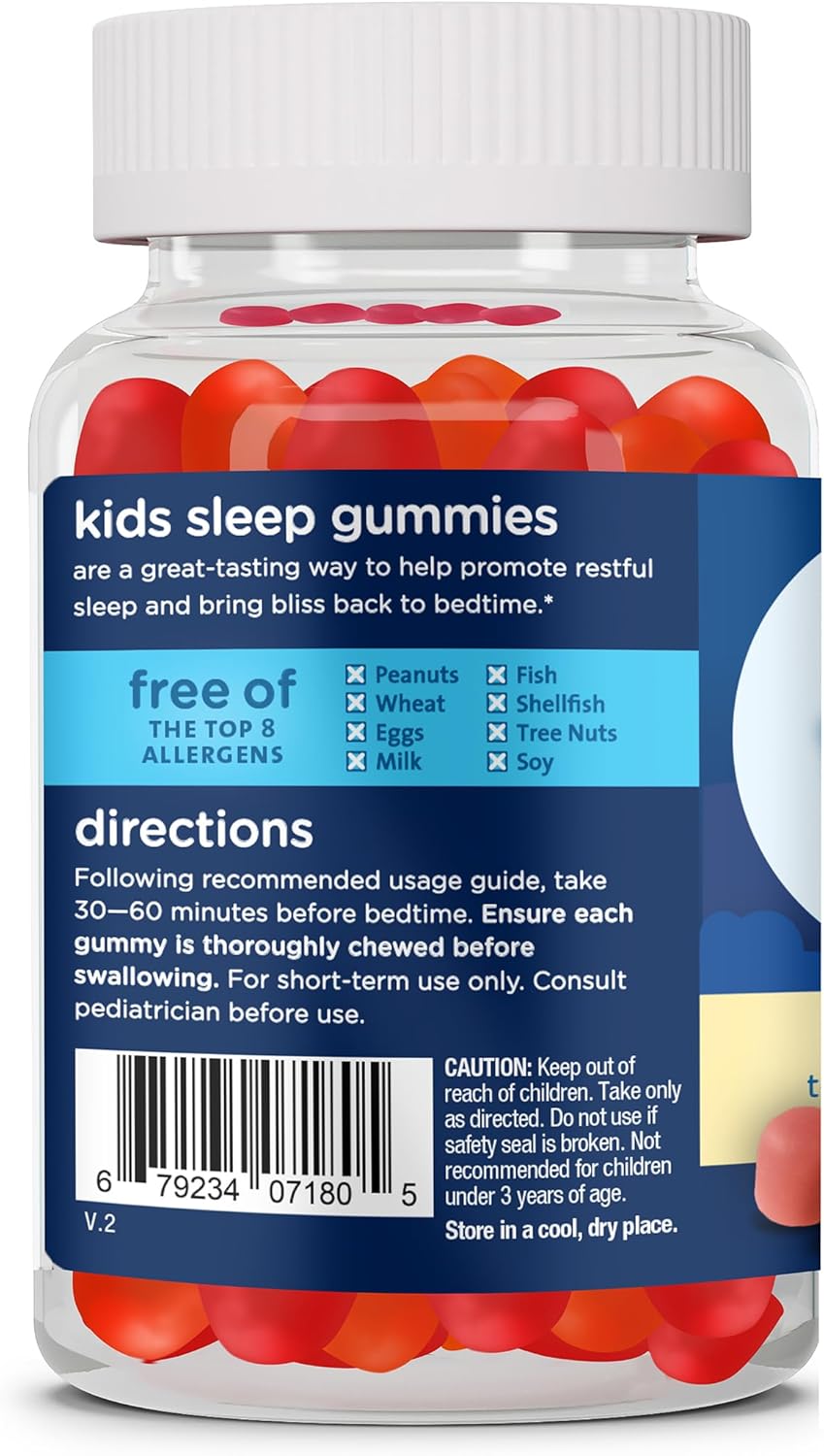Mommy's Bliss Kids Sleep Melatonin Gummies, No Artificial Colors, Flavors or Gelatin, Strawberry Flavor, Age 3+, 60 Gummies (Packaging May Vary) (Pack of 2)