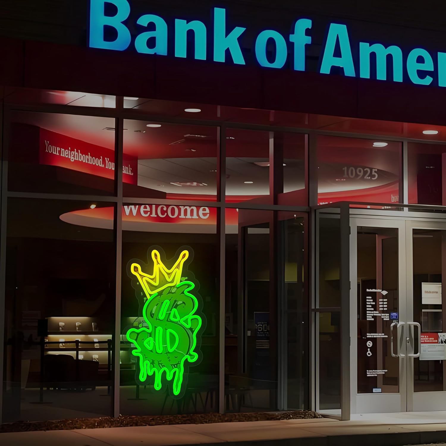 Money Neon Sign, Crown Dollar Neon Signs for Shop Store Wall Decor, Dimmable Dollar LED Neon Light Sign for Man Cave Game Room Bar Pub Party Decoration Gift for Money Lovers9.7" X 17.2" - Image 2