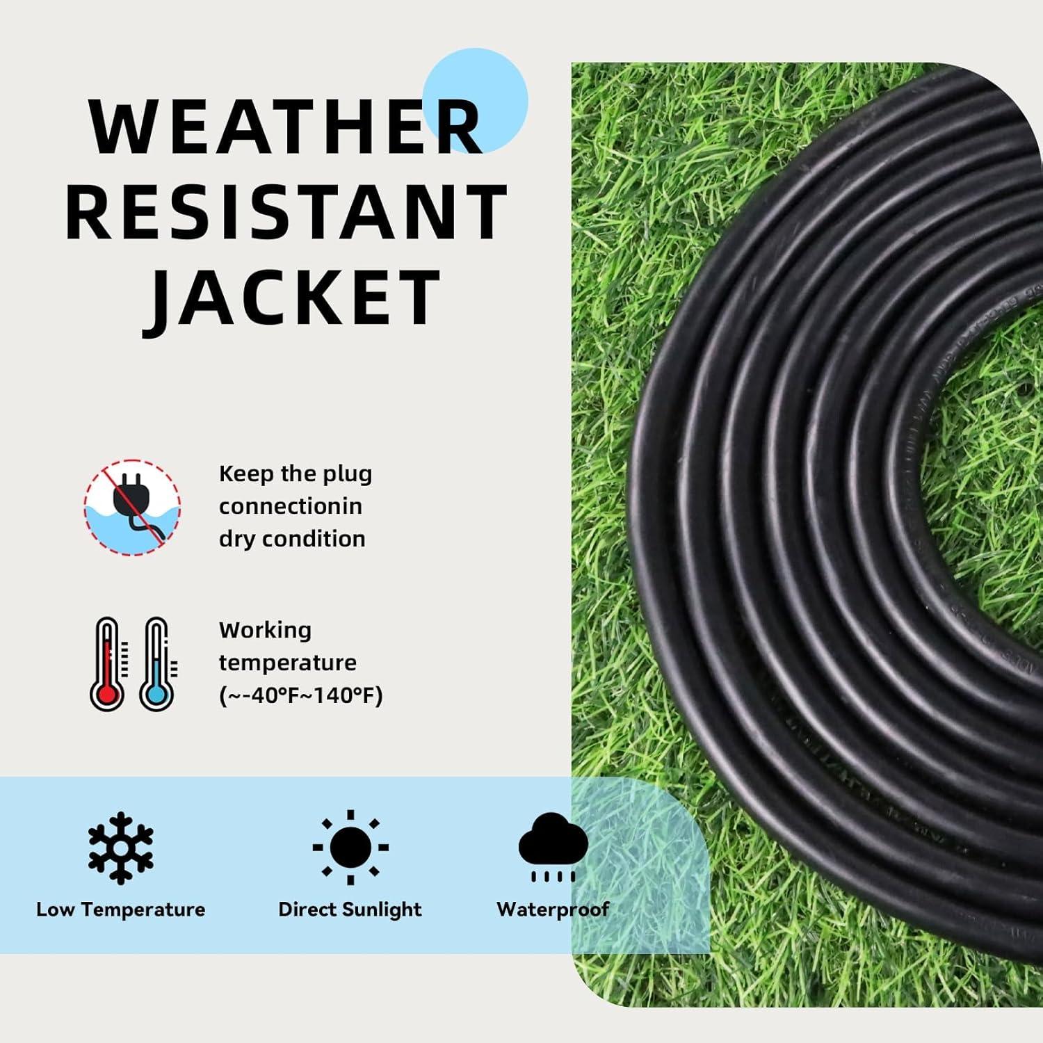 EP 100 Ft Outdoor Extension Cord - 12/3 SJTW Heavy Duty Black Extension Cable with 3 Prong Grounded Plug - Power Cord for Lawn, Garden, Appliances