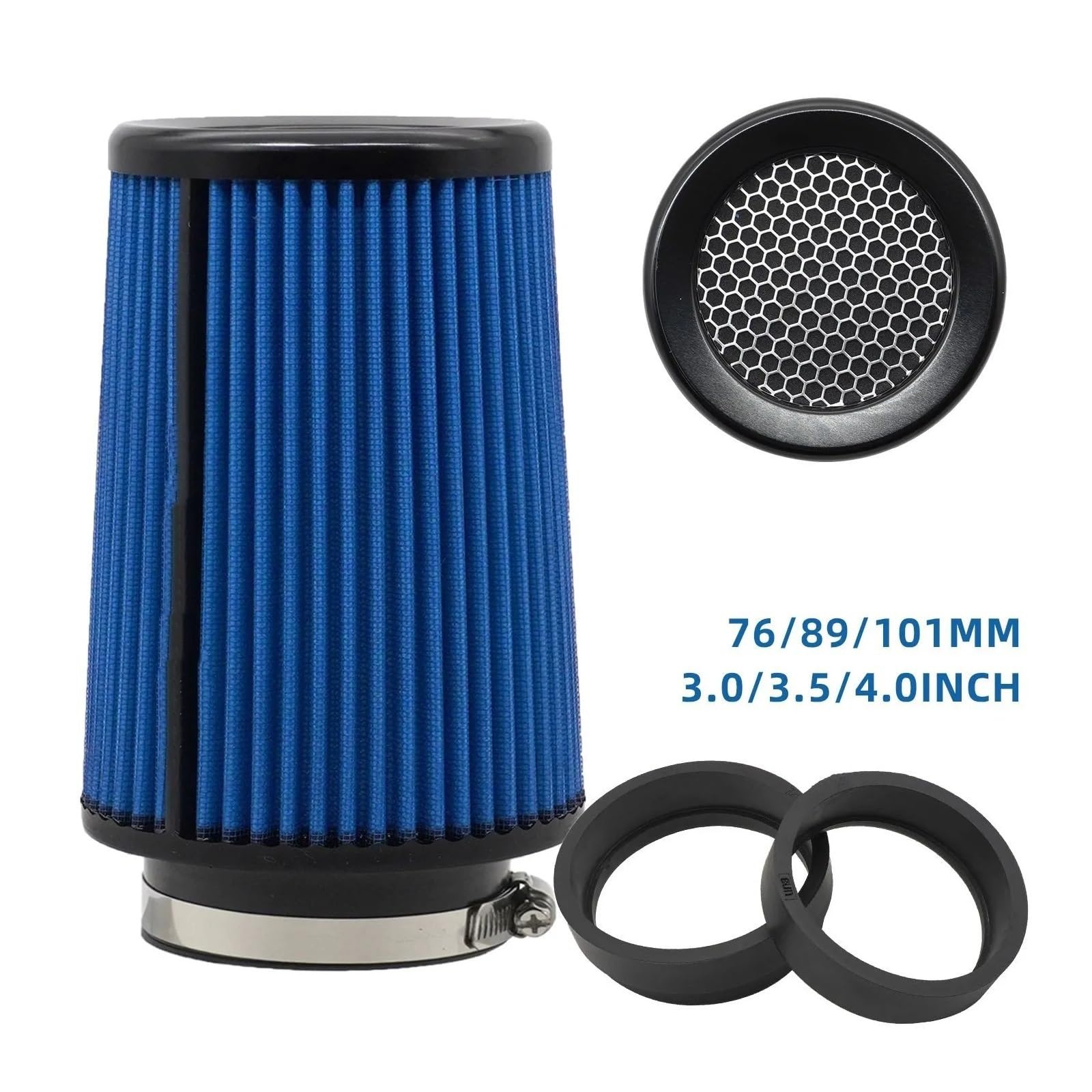 Filtr powietrza silnika Filtr powietrza 76 mm, 4-calowy, sportowy, wyścigowy, do samochodów, układów dolotowych, zestaw filtrów, pudełko, części samochodowe(101mm-Blue)