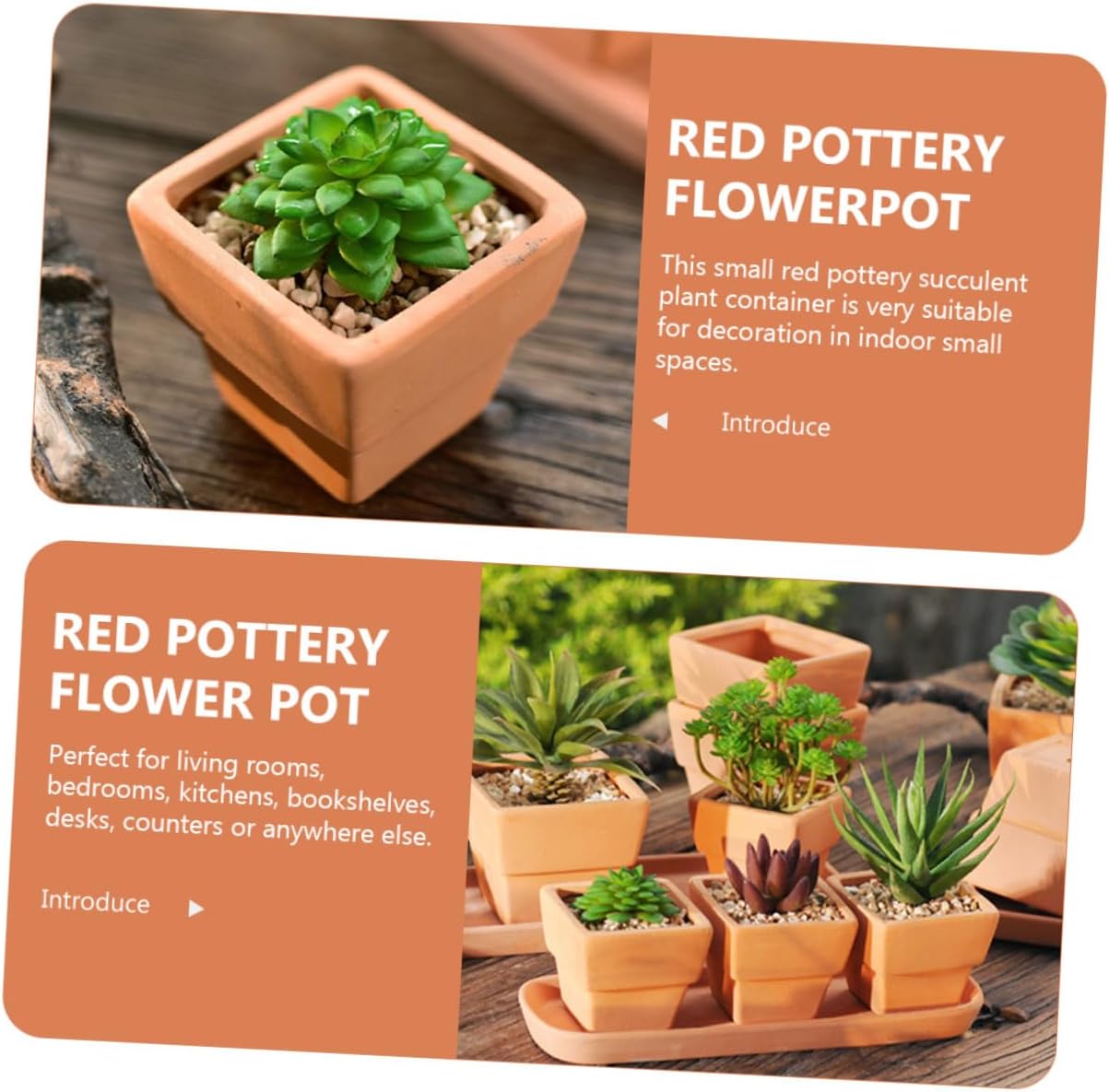 Veemoon Red Pottery Succulent Pots Square Terracotta Planter 10.5x9cm Indoor Home Desktop Bonsai Plant Holder with Breathable Design