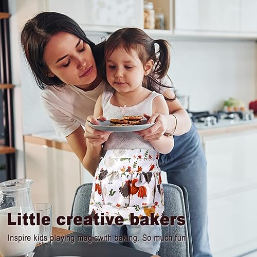 Miniatura 5 de MMZCXMAO - Delantal de recolección de huevos para niños, 3 bolsillos, tamaño infantil, para cosecha de huevos frescos, gallinero y actividades en el