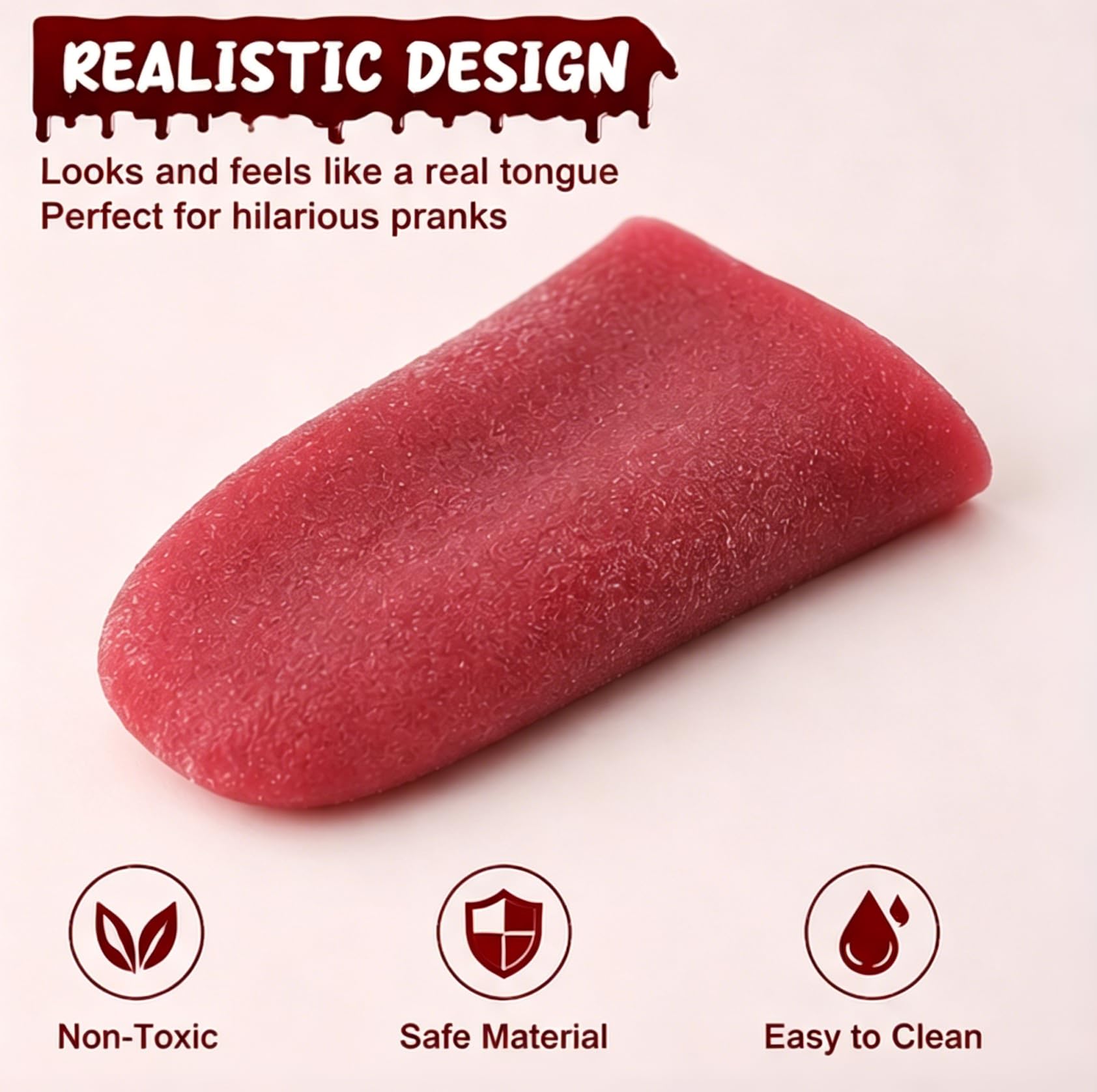 Fausse Langue Réaliste – 2 Pièces – Accessoire Farce Et Attrape – En Caoutchouc Souple – Rouge – Env. 6 Cm