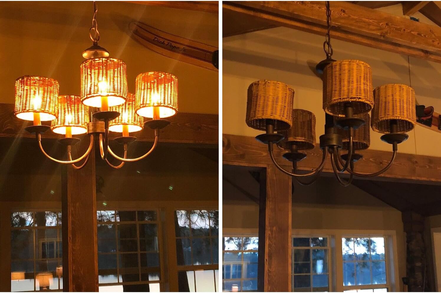 6 Clip-on Chandelier shades Creative Drum boho Lampshades Rattan Clip-On Lamp Shade replacement Wall Lamp Candle Chandelier mini lamps shades