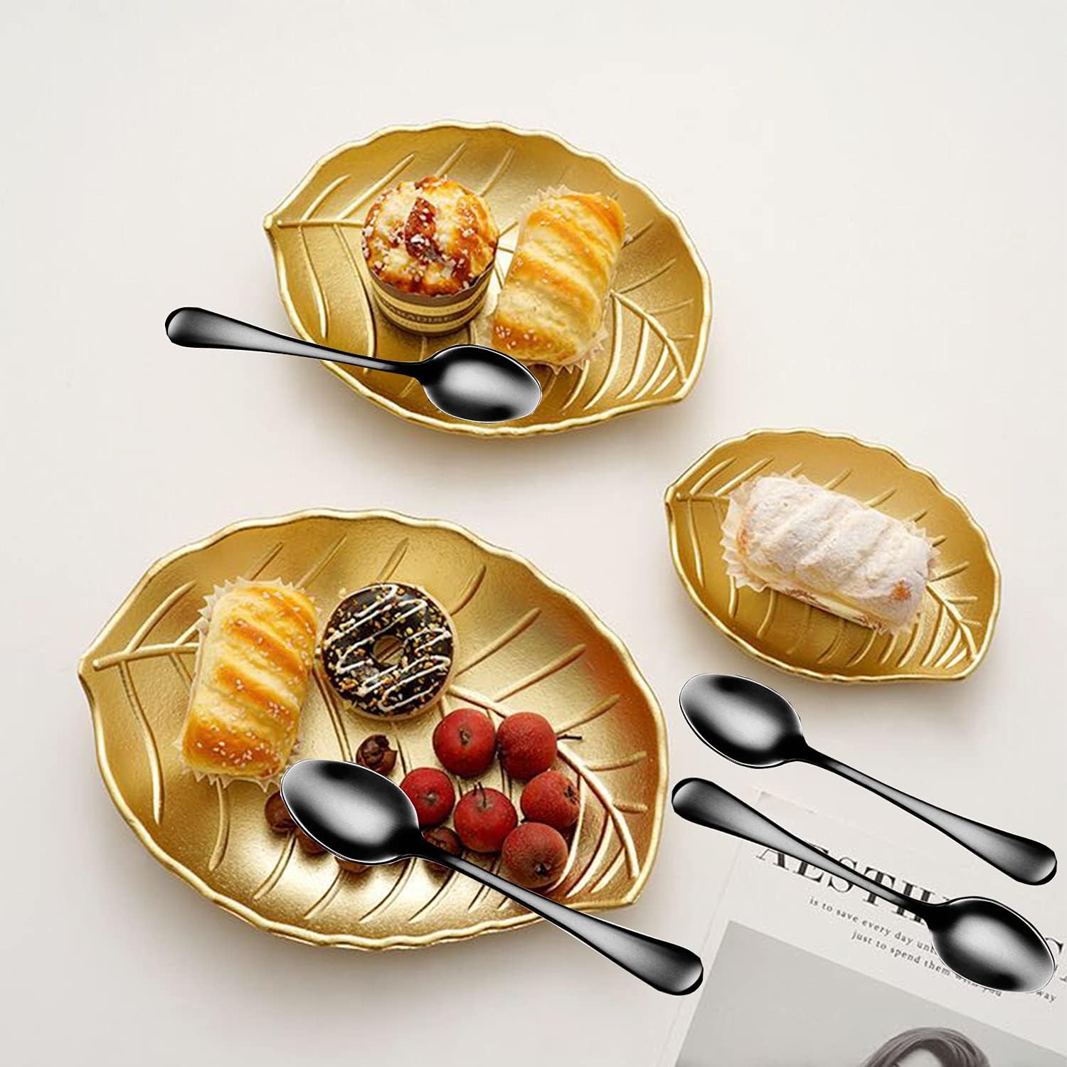 Demitasse Espresso Spoons, Mini Coffee Spoon, Stainless Steel Small Spoons for Dessert, Tea,Set of 6 ( black ) : Home & Kitchen