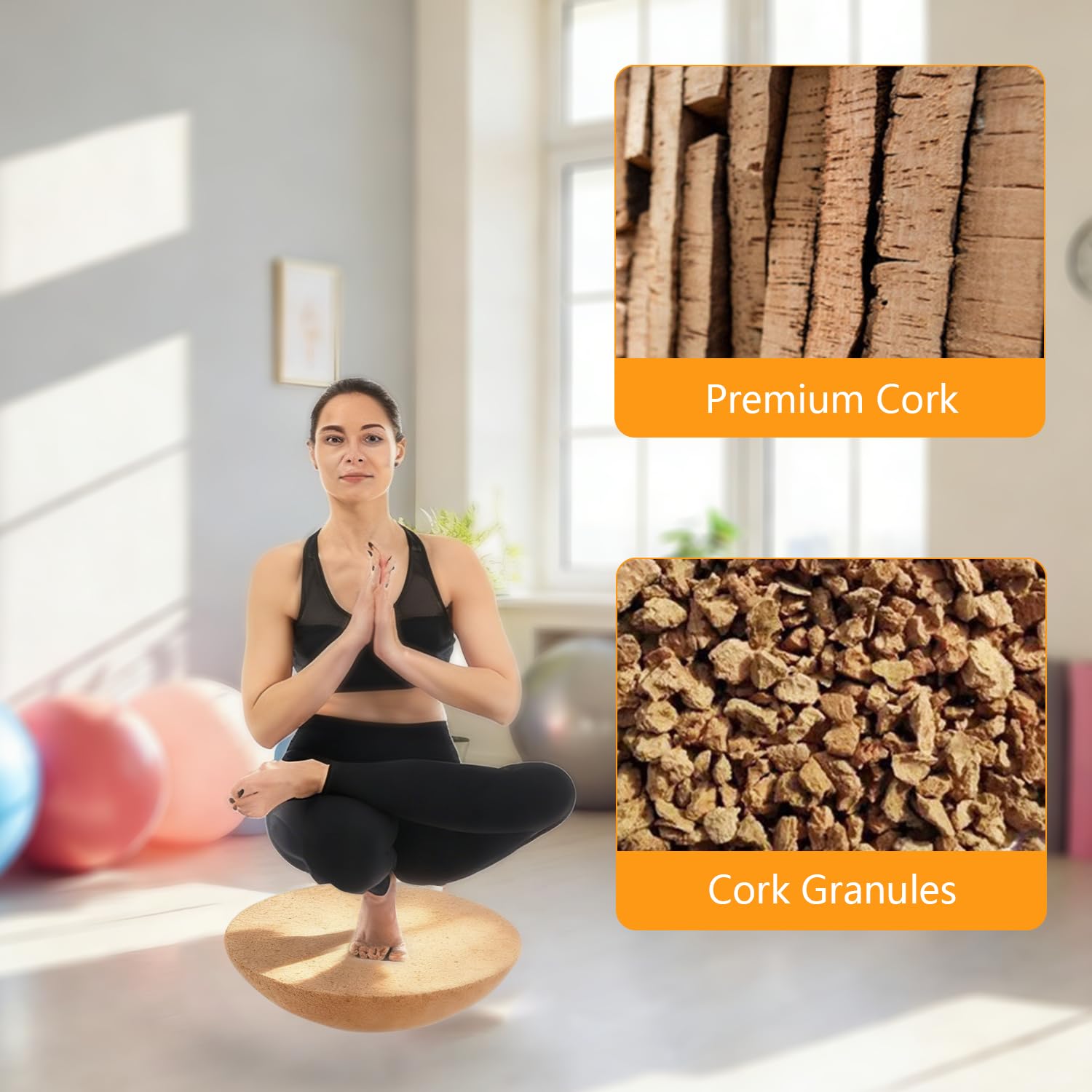 Balance Board demi-sphère en liège, Balance Trainer Ø30 cm en liège naturel, adapté à toutes les Balance Boards pour enfants et adultes