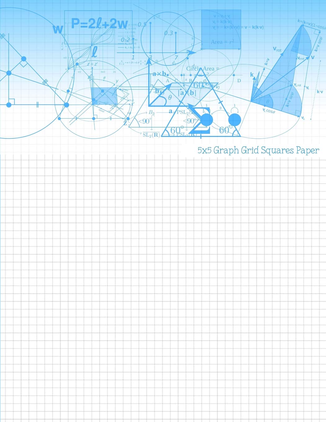 5x5 Graph Grid Squares Paper: 8.5"x11" Engineering Sheets Floorplans, Science Formulas, Gaming and more!