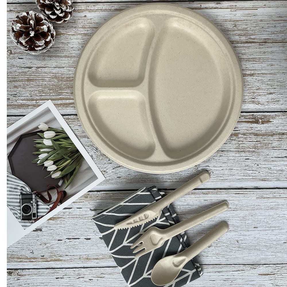 G4GADGET Piatti Ecologici In Bagassa 22,9 Cm – 50 Pezzi Compostabili Per Feste E Picnic - 3