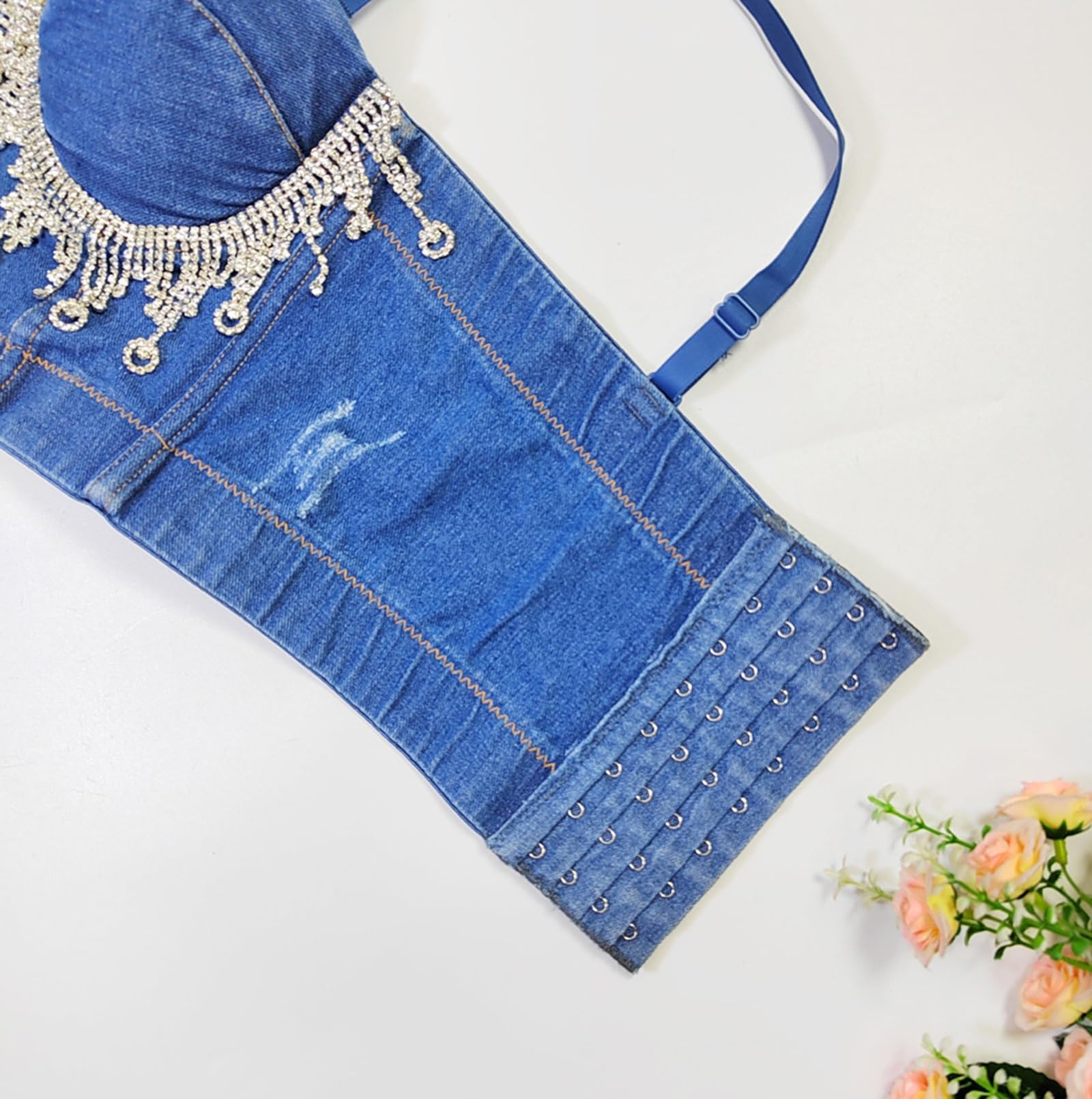 Bustier Sexy da Donna con Strass e Nappine Corsetti Top Lucido con Perline Abbigliamento da Festa e da Discoteca