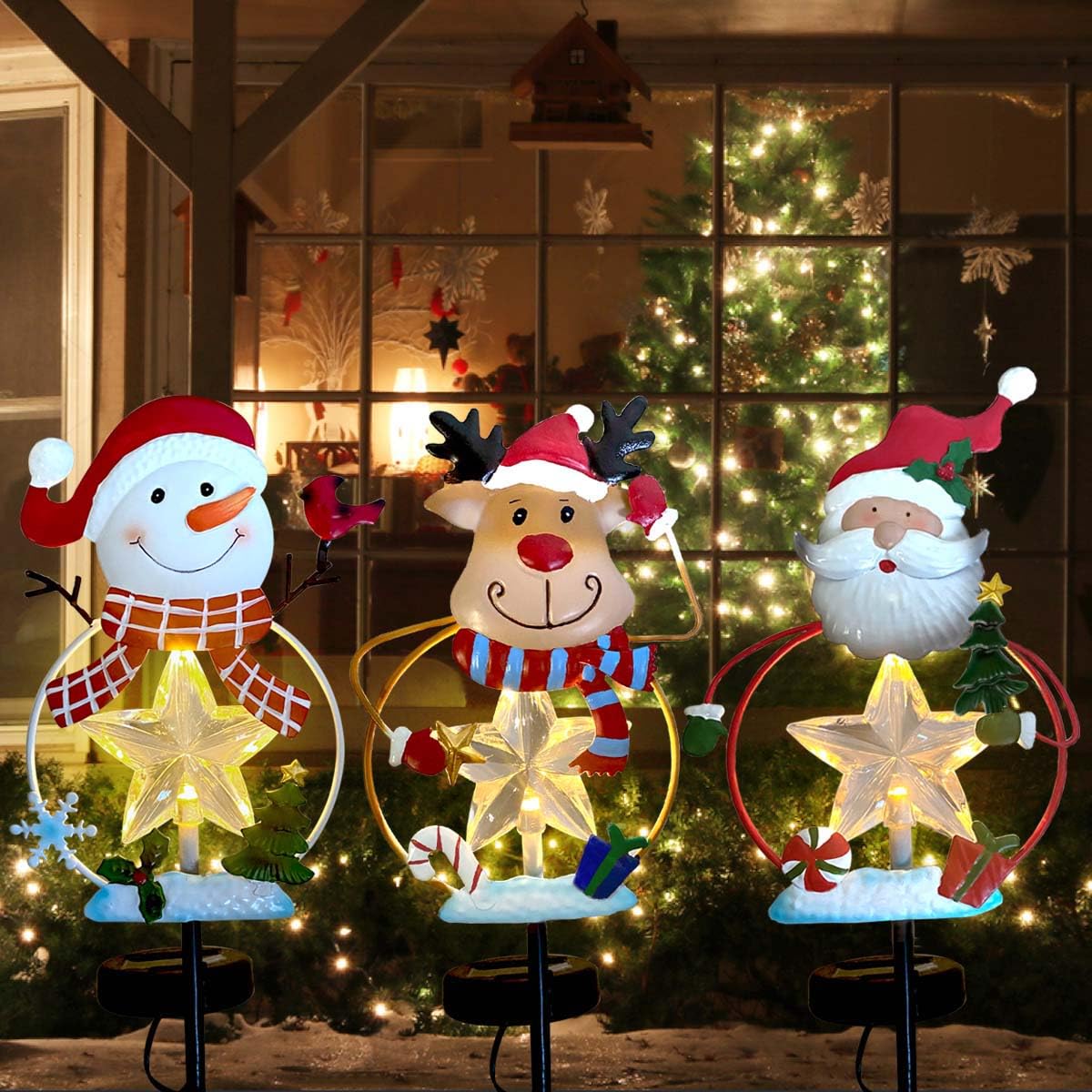 ★LED garden サンタクロースライト 3体セット★タカショー製★ Amazon.com: 3 Pack Christmas Stake Decor, Outdoor Garden Solar