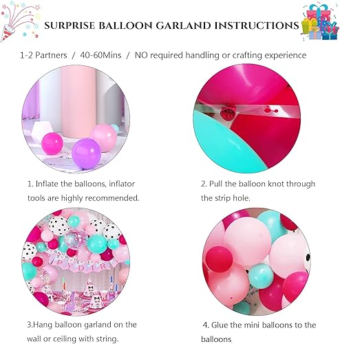 Miniatura 4 de Kit de guirnalda de globos sorpresa para fiestas paquete de 108 globos de látex de 12105 pulgadas rosa rojo rosa verde azulado azul negro morado