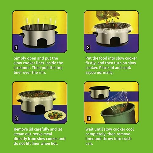 Miniatura 4 de Forros de olla de cocción lenta, bolsas de cocina desechables de tamaño pequeño para ollas de 1 cuarto a 3 cuartos de galón, adecuadas para ollas