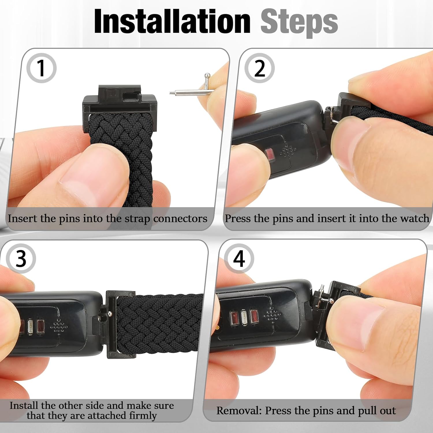 Elastic Braided Watch Band Compatible with Fitbit Inspire 3/Inspire 2/Inspire/Inspire HR/Fitbit ace 3/Ace 2, Adjustable Stretchy Strap Sport Nylon Loop Replacement Wristband for Fitbit Inspire - Image 4