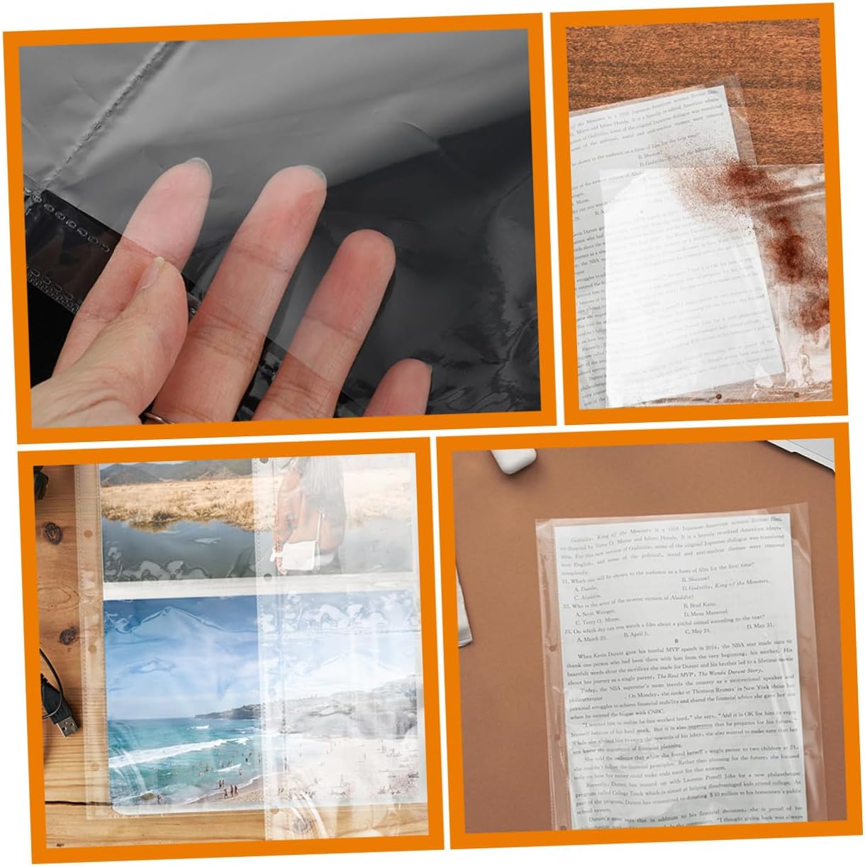 Kichvoe Looseleaf Photo Album Pages A4 Pp Inserted Postcard Pockets Four Holes, 50pcs Reusable Storage Sleeves for Collectors and Photo Card Albums