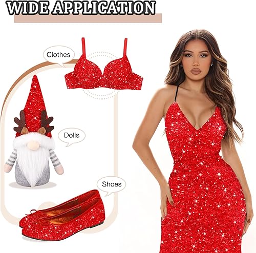 Miniatura 6 de Red Sequin Fabric Velvet Stretch Fabric by The Yard Glitter Sequin Fabric Sensory Wall Sequence Material Fabric Large Sequins Fabric Dress Mermaid