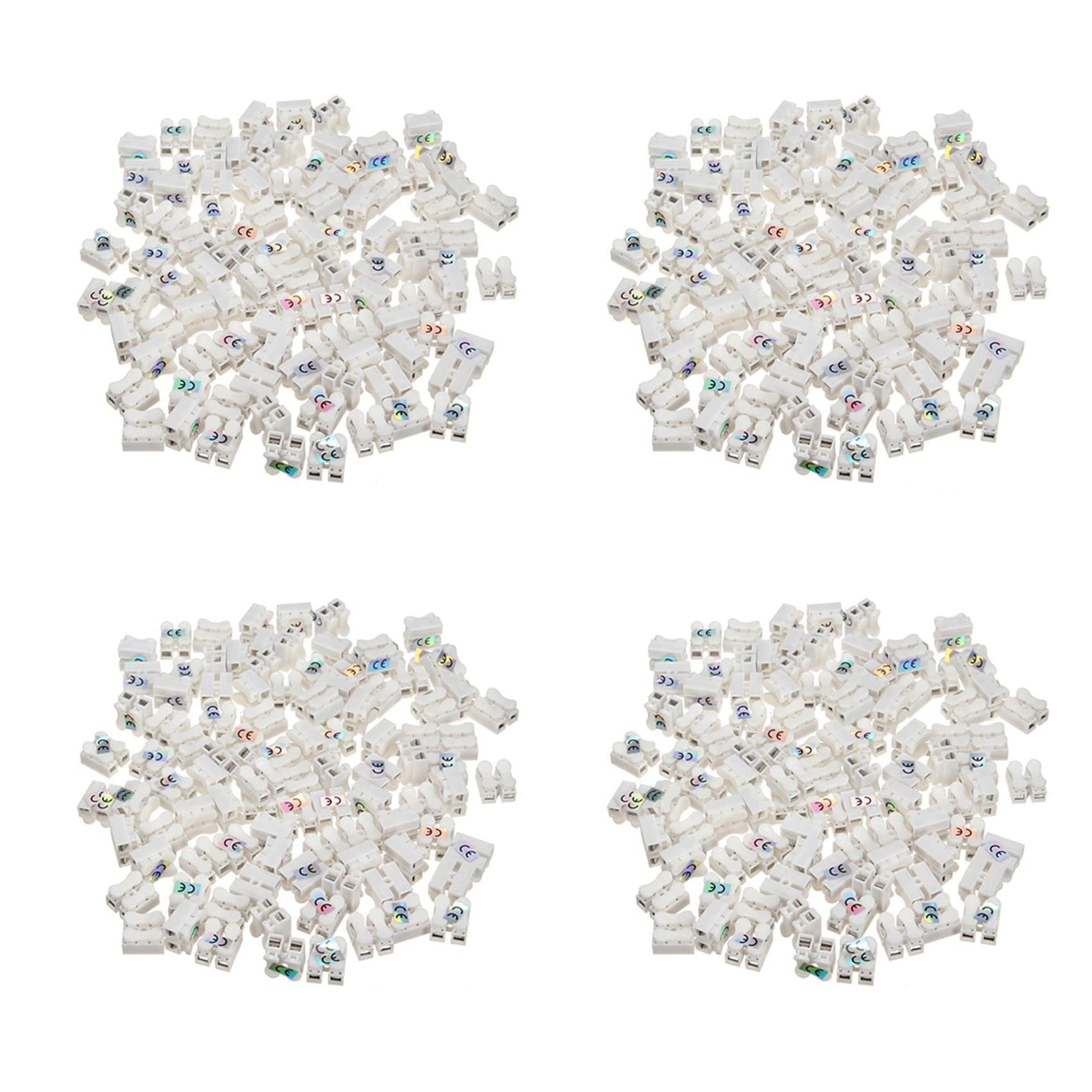 Jnchdghwa White 400Pcs Plastic 2 Pin Push Quick Cable Connector Wiring Terminal 10A 250V