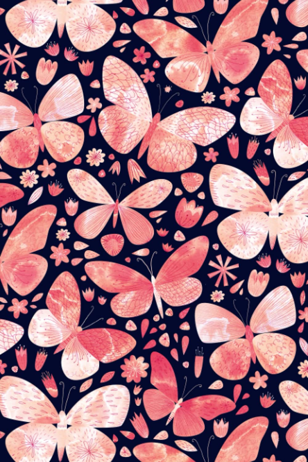 Notes: A Blank Sheet Music Notebook with Dark Coral Butterflies Watercolor Cover Art