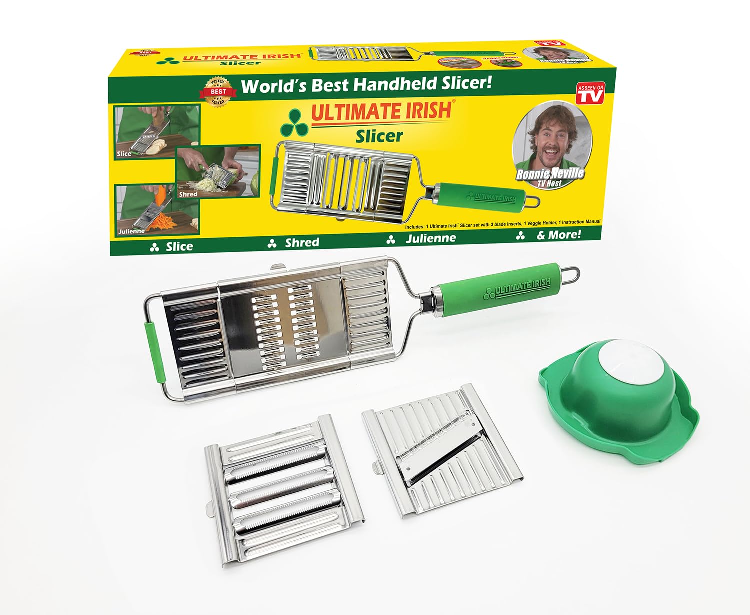 ULTIMATE IRISHSlicer – Amazing Veggie Slicer for Effortless Kitchen Prep Made Simple! – Use it as a Food Shredder, Slicer & Grater - Multifunctional Slicer with Non-Slip Handle & Base