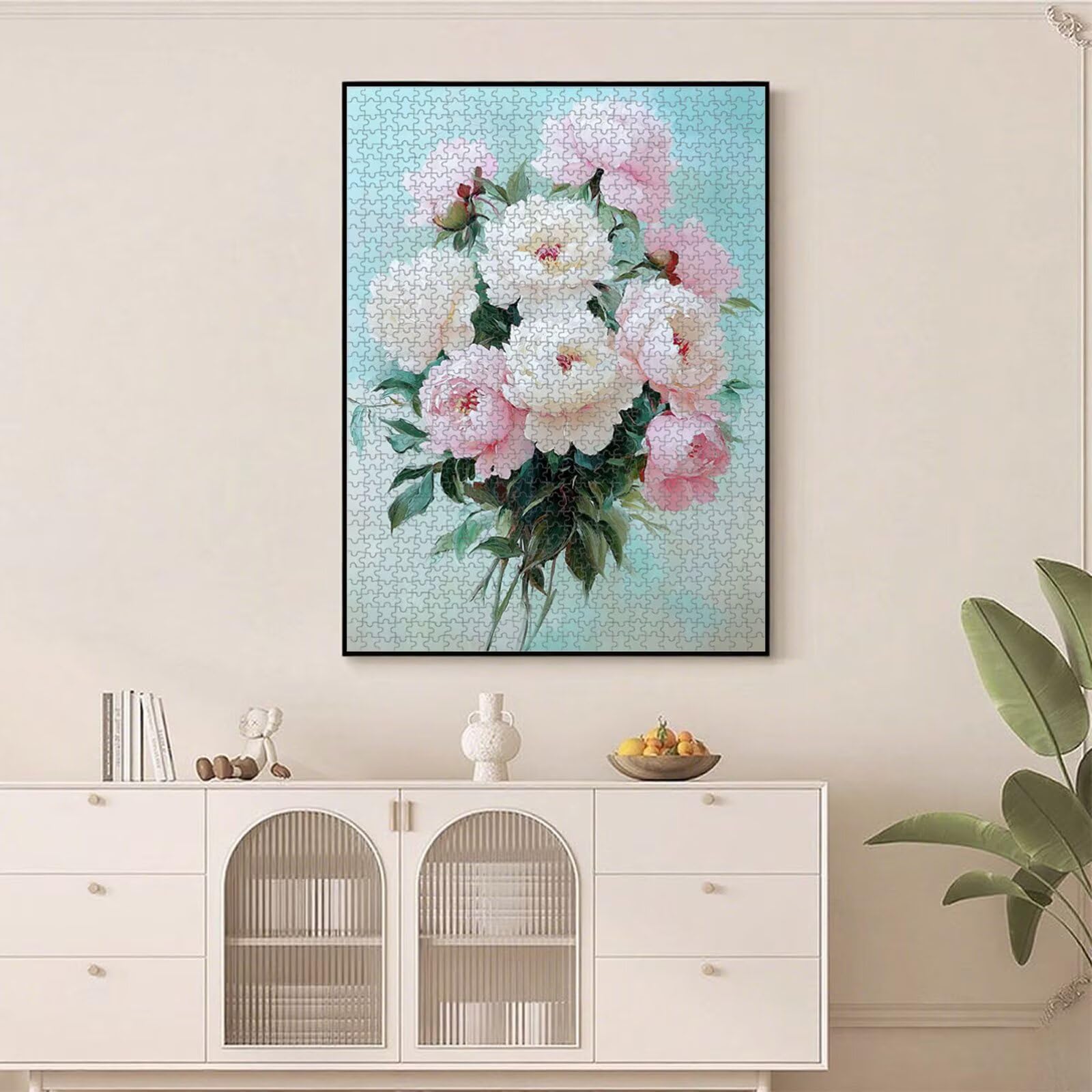 1000 elementów, puzzle dla dorosłych, kwiaty i różowe drewno, puzzle 1T#2231