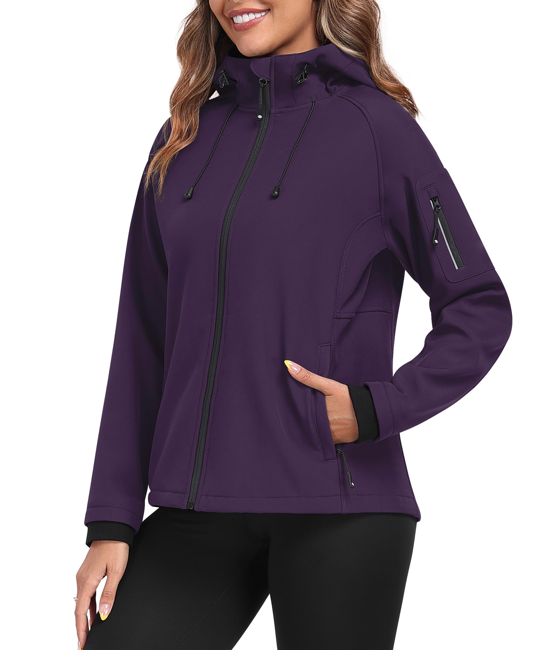 MoFiz Women's Fleece Lined Softshell Jacket Lightweight Insulated Warm Coat
