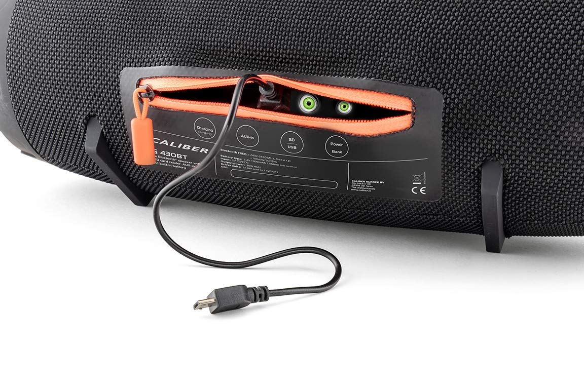 Caliber Haut-Parleur Portable Bluetooth® avec AUX-in, Micro-SD, USB et Batterie intégrée HPG430BT