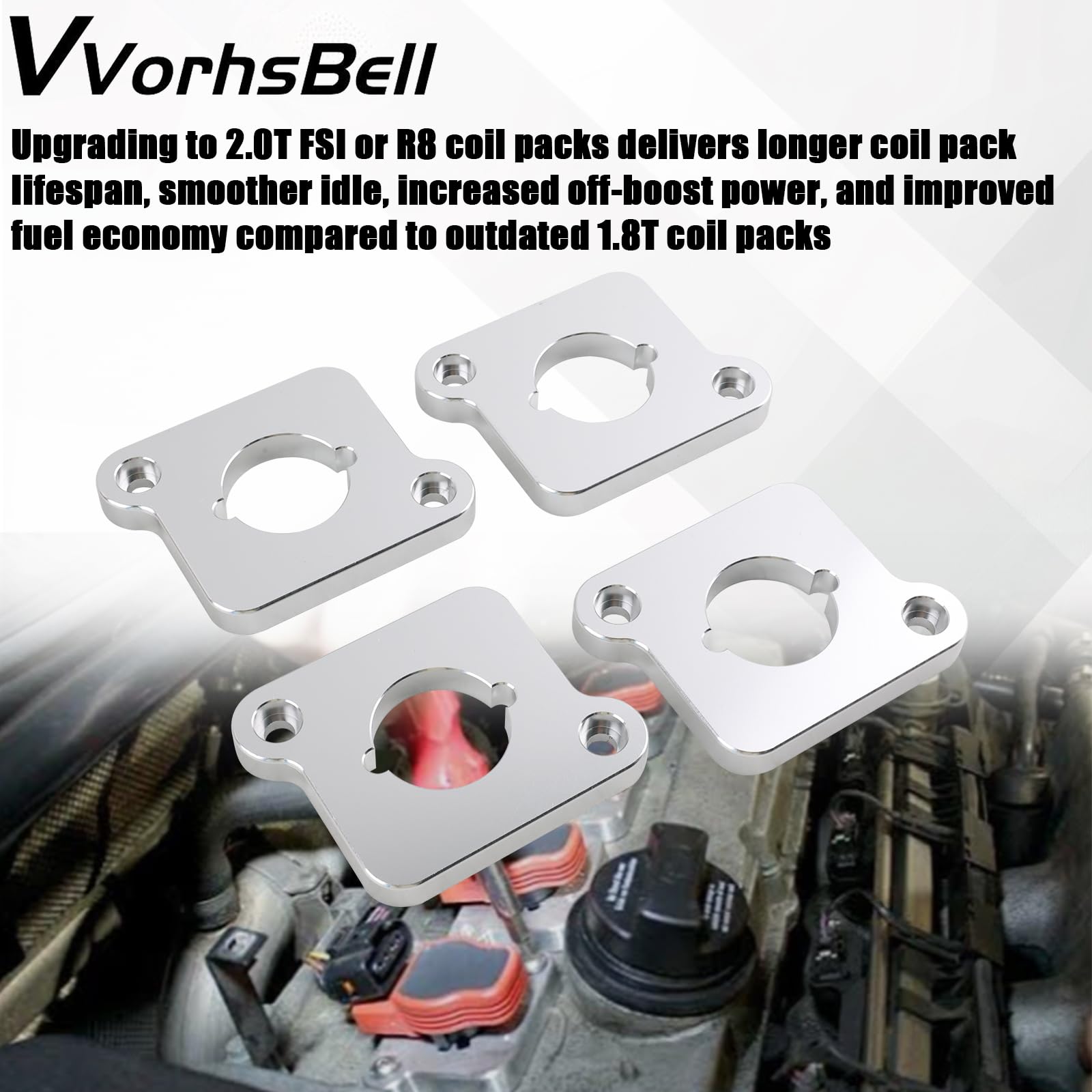 1.8T bis 2.0T FSI Zündspulen-Adapter-Umrüstsatz R8 Zündspulen-Nachrüstsatz, kompatibel mit Audi A4 B5, B6, A6 C5, TT MK1, S3, VW Golf MK4, GTI, Jetta, Passat B5, Beetle 1.8T 20V – Zündspule