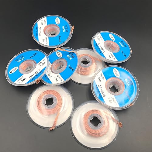 Miniatura 3 de SAUTOP 8 mechas de soldadura sin limpiar trenzadas mechas desoldadoras CP-2515, ancho 0.098 in longitud 4.9 ft