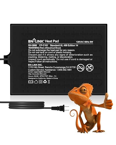 BN-LINK Reptile Heat Pad 6'X8' 8W for 10-20gal Under Tank Terrarium Heating Mat Waterproof for Turtle, Lizard, Frogs, Sn