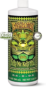 FoxFarm Bush Doctor Kelp Me Kelp You Seaweed Plant Food - 0.5-0-0.5 سماد عشب البحر السائل للحدائق وأنظمة الزراعة المائية والري بالتنقيط - امتصاص العناصر الغذائية ونمو النبات - ربع لتر