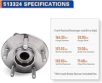 Vista 4 de PAROD 513324 Conjunto de cubo de rueda delantera y rodamiento compatible con Jeep Grand Cherokee 2011-2021, Grand Cherokee WK 2022, Dodge Durango